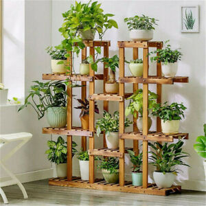 Wood/ Bamboo/Metal Shelf Flower Pot Plant Stand Rack Garden Indoor Outdoor Patio