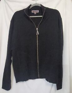 Michael Kors 100% Cashmere Men's Cardigan Size XL with Leather Zip Tab & Pockets