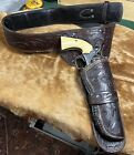 5 1/2” Colt SAA Tooled Western Holster Cowboy Rig Belt RH Heavy Leather 36-40”
