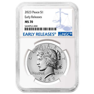 2023 $1 Peace Silver Dollar NGC MS70 ER Blue Label
