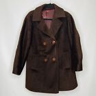 RICE COAT COMPANY Wool Brown Coat Jacket Size 14 USA VINTAGE Double Breasted