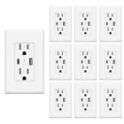USB C Outlet PD 24W Power Delivery, 15 Amp, 4.8A, Receptacle in-Wall, 10Pack
