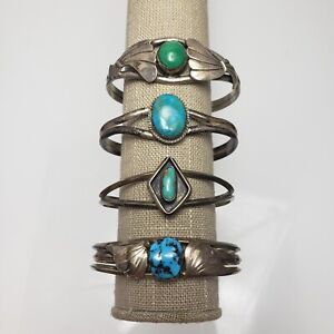 Wholesale - Lot Of 4 Old Pawn Turquoise & Malachite Cuff Bracelets