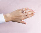 3.81 Ct 14k White Gold Emerald Cut Lab Created Diamond Fancy Intense Pink Ring