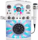 Portable Karaoke Machine for Adults & Kids with Wired Microphone, White