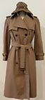 Etienne Aigner Women 4P 2P Leather Trim Double Breasted Belted Trench Coat & Hat