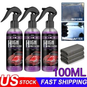 100ML 3 in 1 High Protection Quick Car Coat Ceramic Coating Spray Hydrophobic US