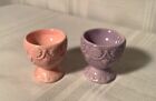 Ceramic Egg Cups, Lot Of 2, Pink, Purple