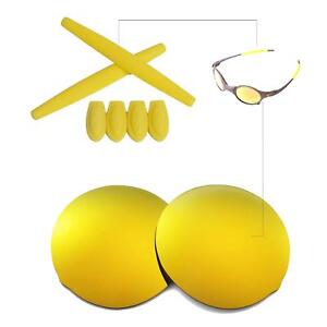 New Walleva Polarized 24K Gold Lenses And Yellow Earsocks For Oakley Mars