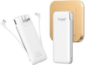 TG90° Power Bank with Built in AC Wall Plug, Ultra Slim 10000mah Portable Charge