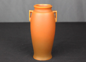 Roseville Rosecraft Burnt Orange double handled pottery vase 6.25