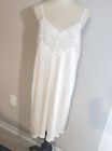 Vintage White Nylon Lace Slip Dress Lingerie Nightgown Size 40 Retro Sexy Bridal