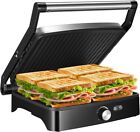 Panini Press Grill Indoor Sandwich Maker with Temperature Setting, 4 Slice Large