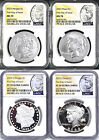 4 coin set 2023 morgan and peace silver dollars ngc ms pf 70 first day of issue