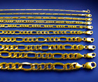 14K Yellow Gold 2.5mm-9.5mm Figaro Chain Bracelet Link All Sizes Real Men Women