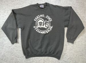 Vintage Eskimo Joes Sweatshirt Mens L Gray Crew Neck Diner Bar Stillwater OK