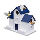 Large Blue Bird Houses for Outside, 3 Hole Outdoor Bird House with Bird Feede...