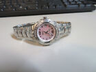 Ladies Seiko Coutura pink dial wrist watch diamond bezel stainless 7n82-0cg0