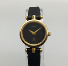 Vintage Gucci Stack Watch Women Black Gold Tone 22mm New Battery