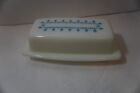 PYREX Blue Snowflake Garland Covered Butter Dish 72-B Pristine Vintage
