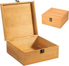 Bamboo Wooden Storage Box Container with Hinged Lid and Front Clasp, Extra Large