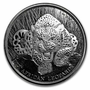 2017 Republic of Ghana 5 Cedis 1 oz Silver African Leopard Bullion coin