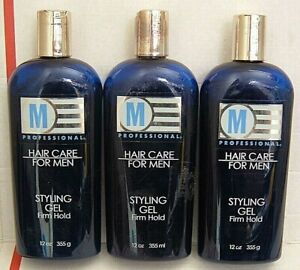 3 bottles M PROFESSIONAL HAIR CARE FOR MEN STYLING GEL  FIRM HOLD  12 OZ EACH