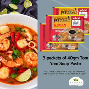 Spices Mixed Seasoning Paste for Tom Yam Thailand Soup, 3 x 40gms [1.40 oz]