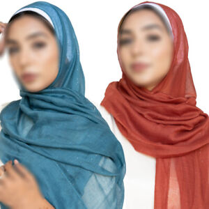 Muslim Womens Hijab Scarf Shimmer Glitter Viscose Shawls and Wrap Headscarves