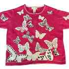 Lovely Vintage Susan Bristol Butterfly pink cardigan - size XL