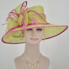Church Kentucky Derby Carriage Tea Party Wedding Wide Brim Sinamay Hat 12 Colors