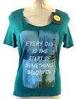 New Life is Good Womens T Shirt Size XS Teal Green Nature Smooth Short Sleeve