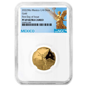 2022 Proof Gold Mexican Libertad Onza 1/4 oz NGC PF69UC FDI Mexico Label