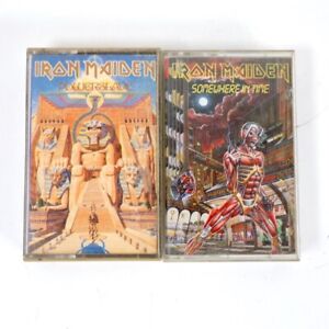 Vintage Iron Maiden Cassette Tapes Powerslave And Somewhere In Time Lot Of  2
