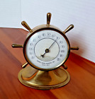 VINTAGE BRASS SHIPS WHEEL DESK THERMOMETER CHENEY GRAIN GROWERS WASH. FARM AD