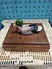 Vintage Wood Playing Card Holder Box Ceramic Mallard Duck By Price Products