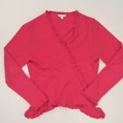 Garnet Hill 100% Cashmere Open Front Cardigan Sweater Women's Large Pink VTG HK