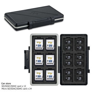 Water-Resistant Memory Card Case Holder Storage for 12 SD+24 Micro SD TF Cards