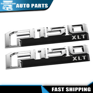 2x Fender Side Emblems Badges For F-150 XLT XL 2015-2020 Letter Nameplate Chrome