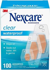 New ListingNexcare Bandages CLEAR WATERPROOF Assorted Sizes 100ct ( 2 pack ) BIG BOX