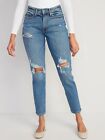 Old Navy Women's High-Waisted Button-Fly O.G. Ripped Ankle Jeans Dahlia 14
