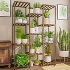 Multi-tier 11 Potted Plant Rack Flower Stand Tall Wood Shelf with Gloves Hammer