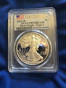 New Listing2021-W Proof $1 Type 1 American Silver Eagle PCGS PR70DCAM Flag Label