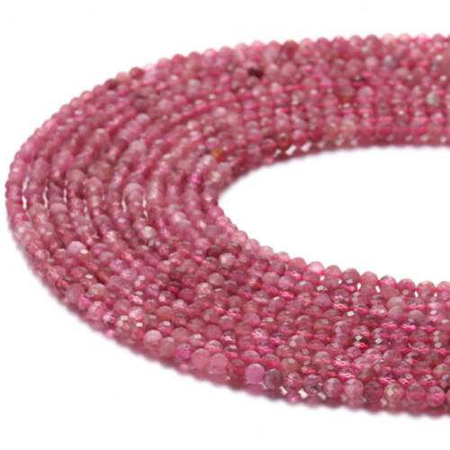 Natural Pink Tourmaline Faceted Round Beads 2mm 3mm 4mm 5mm 15.5