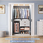 Freestanding Closet System w/ Suitcase & Drawers Storage Wardrobe  Garment Rack