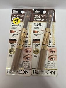 NEW 2 PACK Revlon Eyebrow Gel & Pencil ColorStay 2-in-1- Dark Blond #104