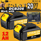 1～2Pack For Dewalt 20V 20 Volt Max 12AH Li-ion Battery DCB206-2 DCB205 or DCB102