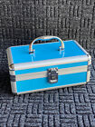 New BLUE -Aluminum Makeup Train Case Travel Cosmetic Organizer Case Jewelry Box