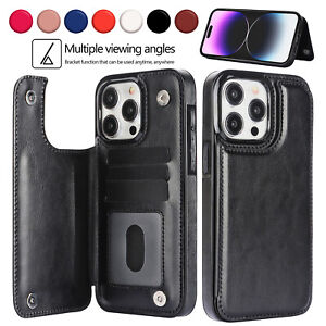 Leather Card Holder Wallet Phone Case For iPhone 15 Pro Max 14 13 12 11 XS XR 87