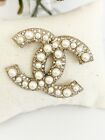 CHANEL 100% Authentic Pearl And Rhinestone Brooch In Gold